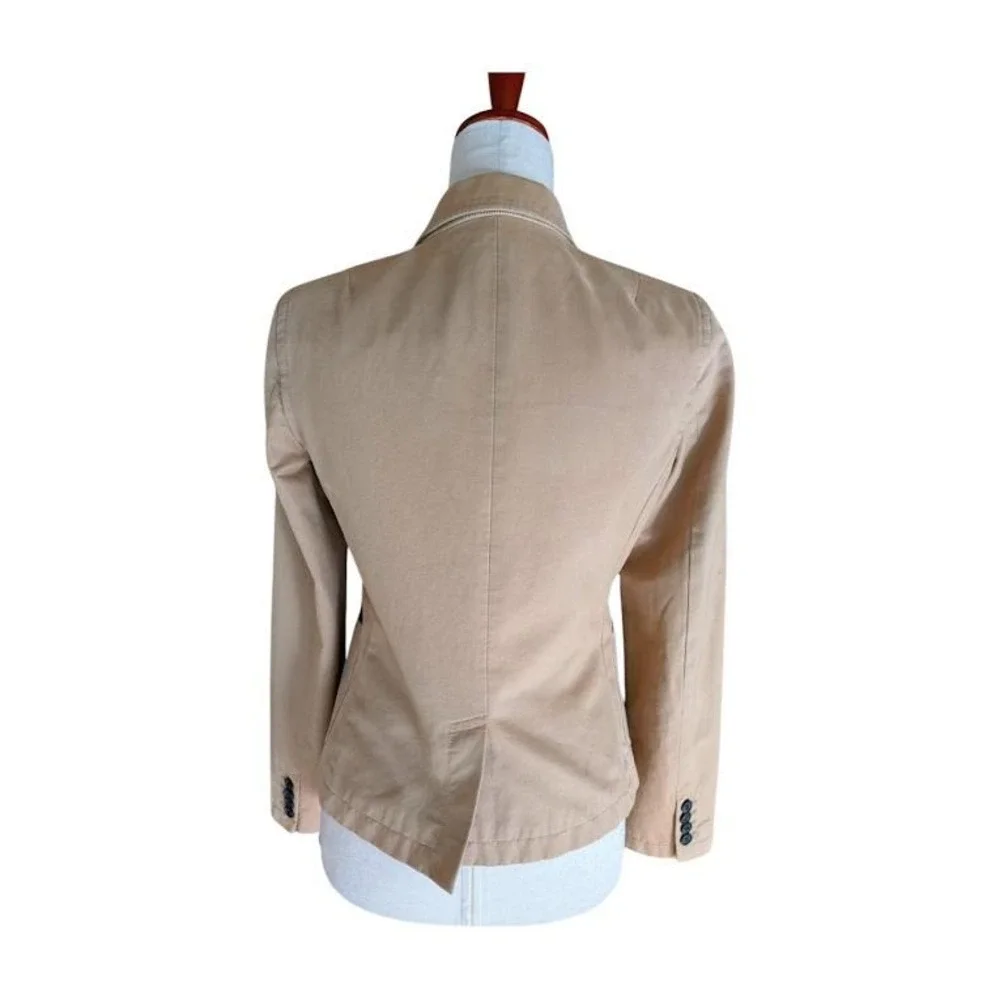 J. Crew Tan Cotton Blazer Jacket Womens Size Small Button Front Corduroy Collar‎
